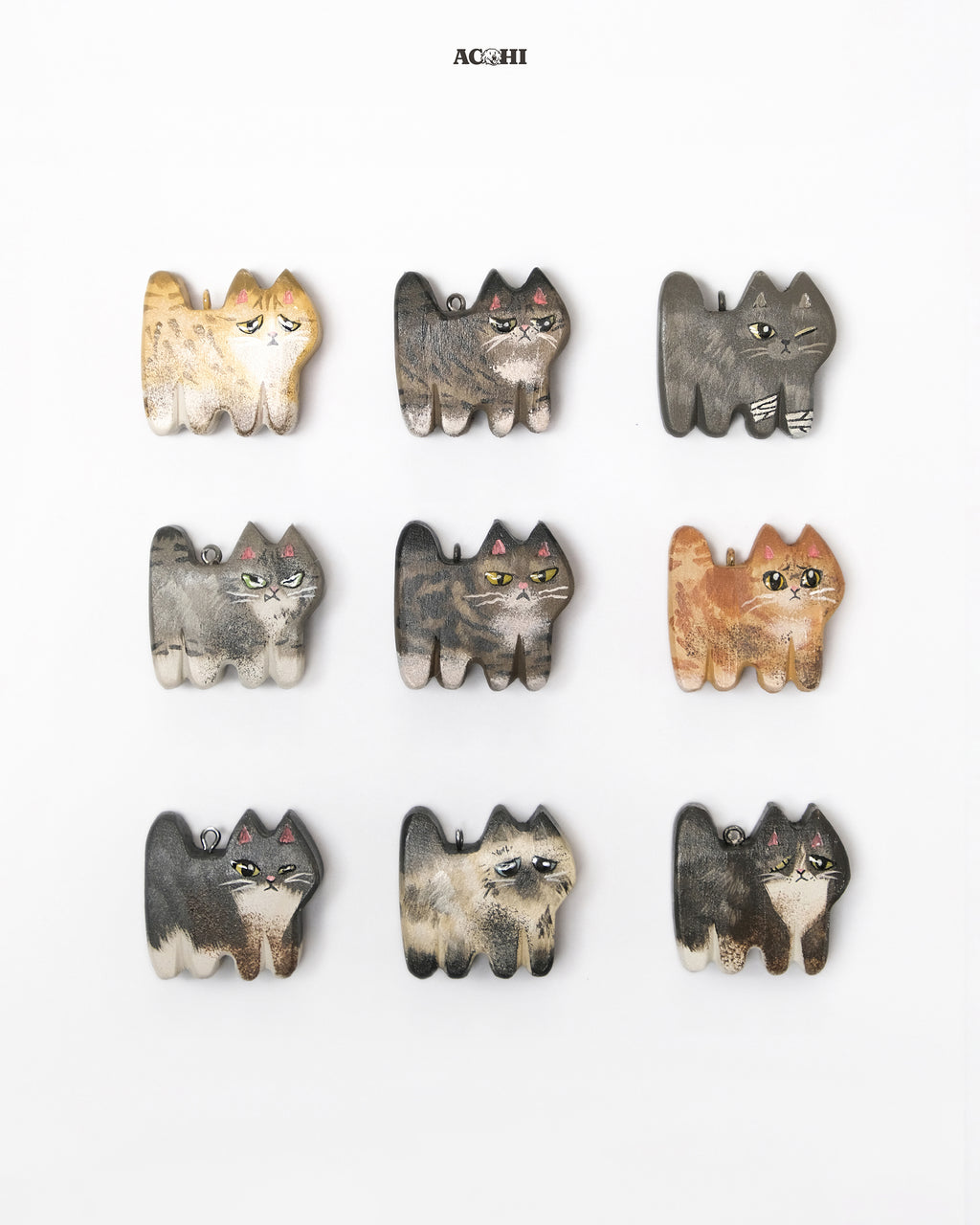 Wooden Stray Cat Keychain