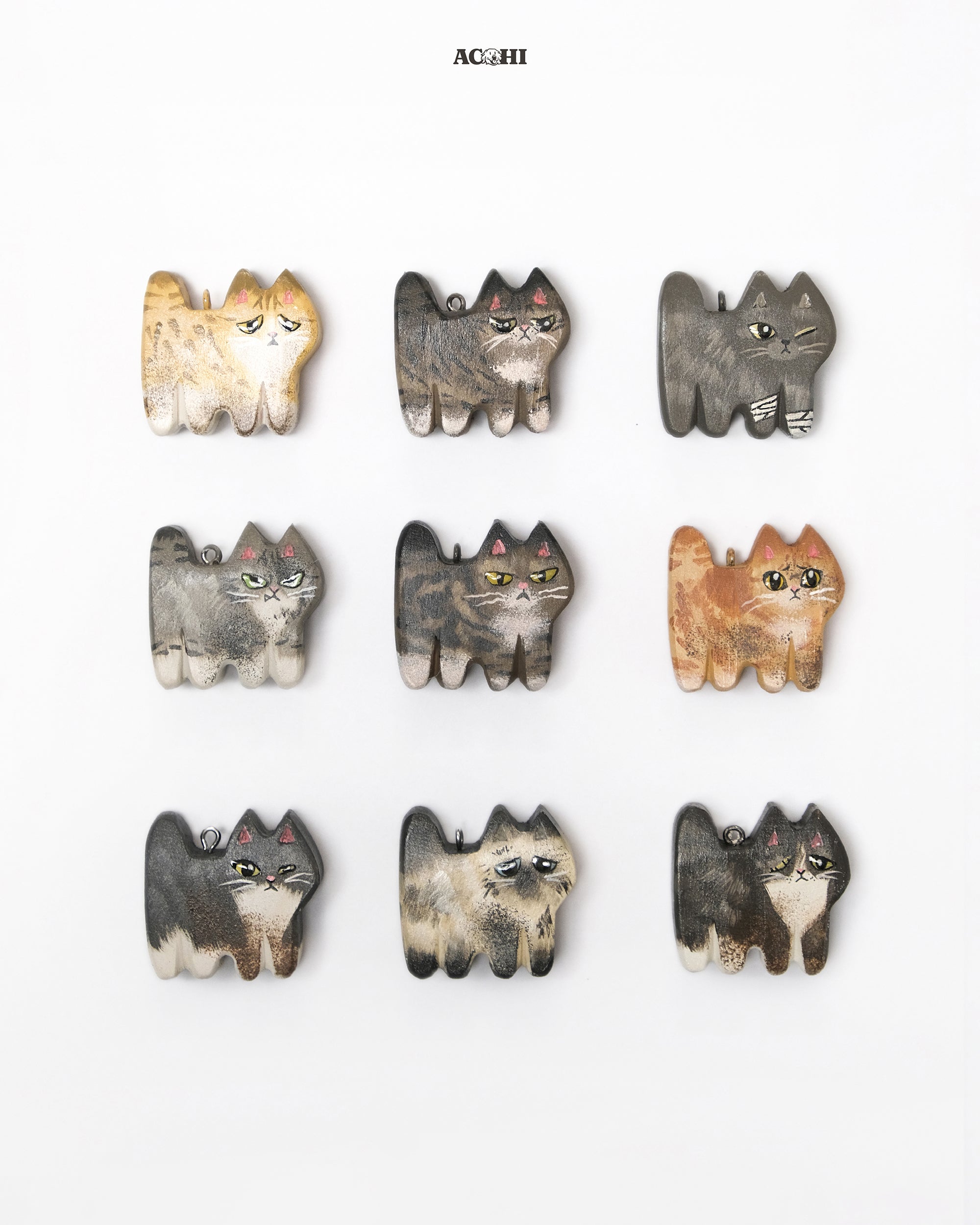 Wooden Stray Cat Keychain