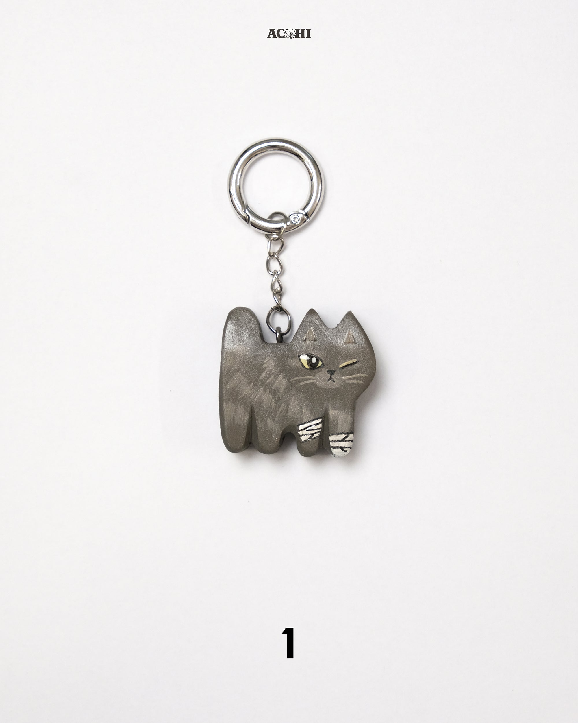 Wooden Stray Cat Keychain