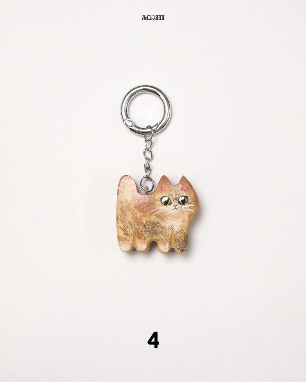 Wooden Stray Cat Keychain
