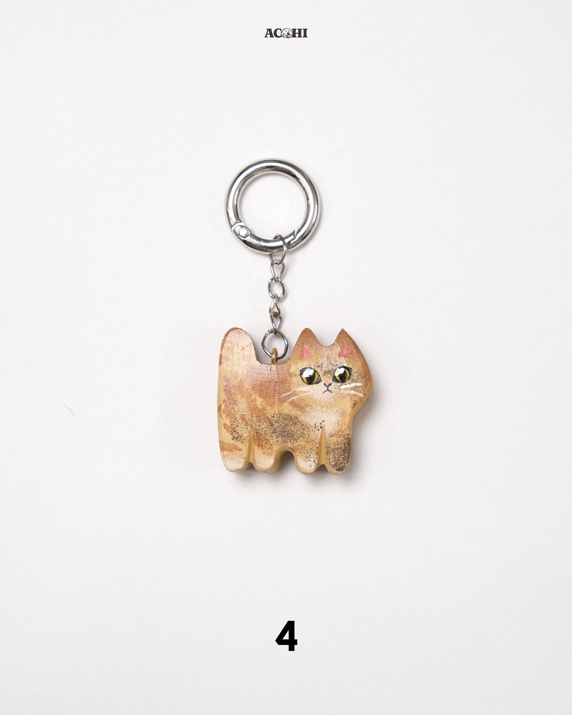 Wooden Stray Cat Keychain