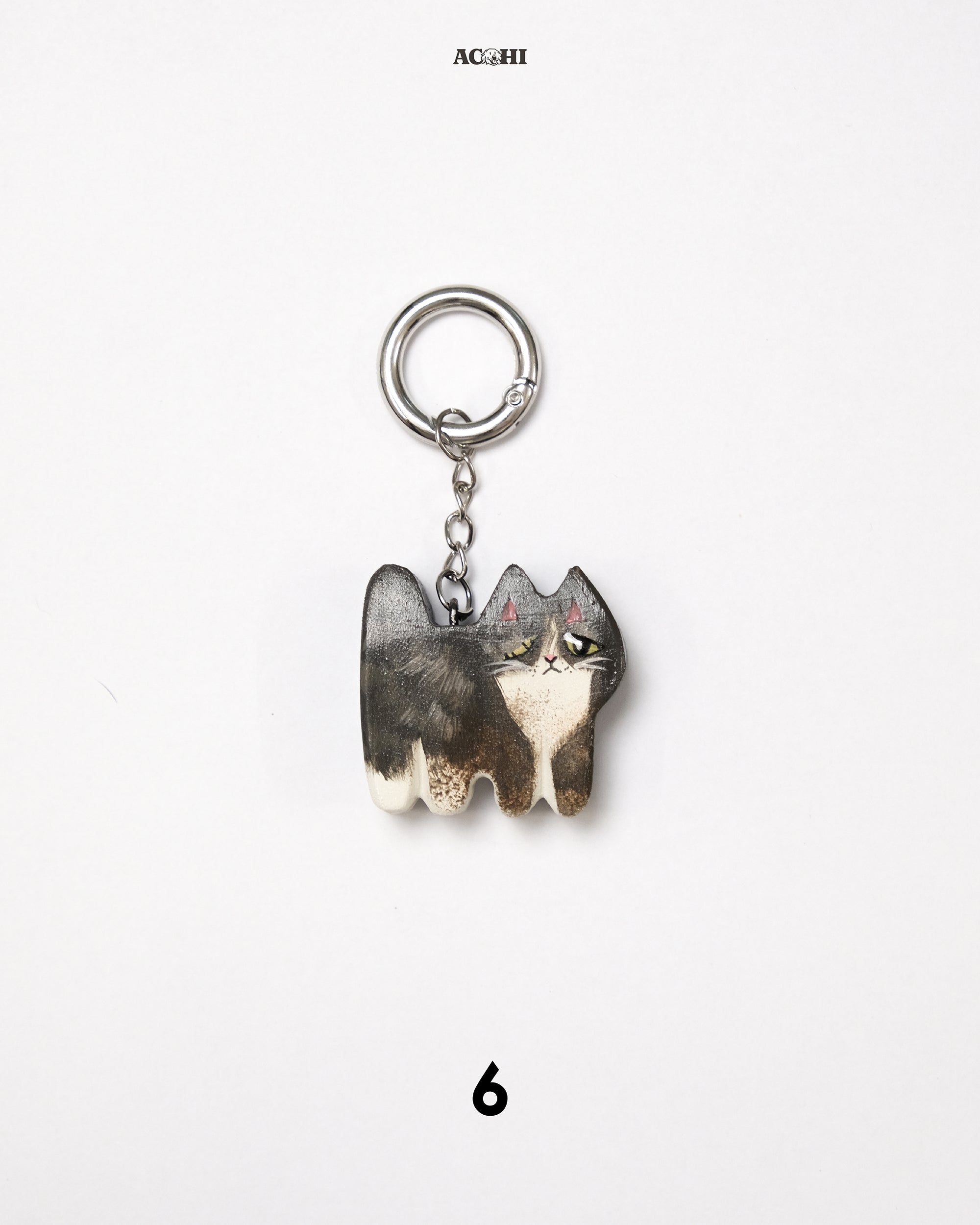 Wooden Stray Cat Keychain