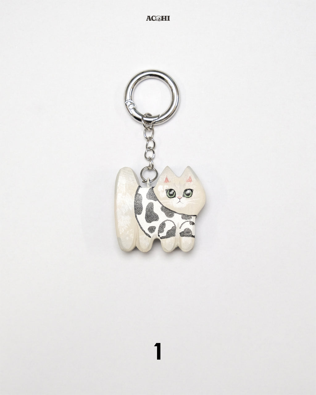 Wooden Cool Cat Keychain