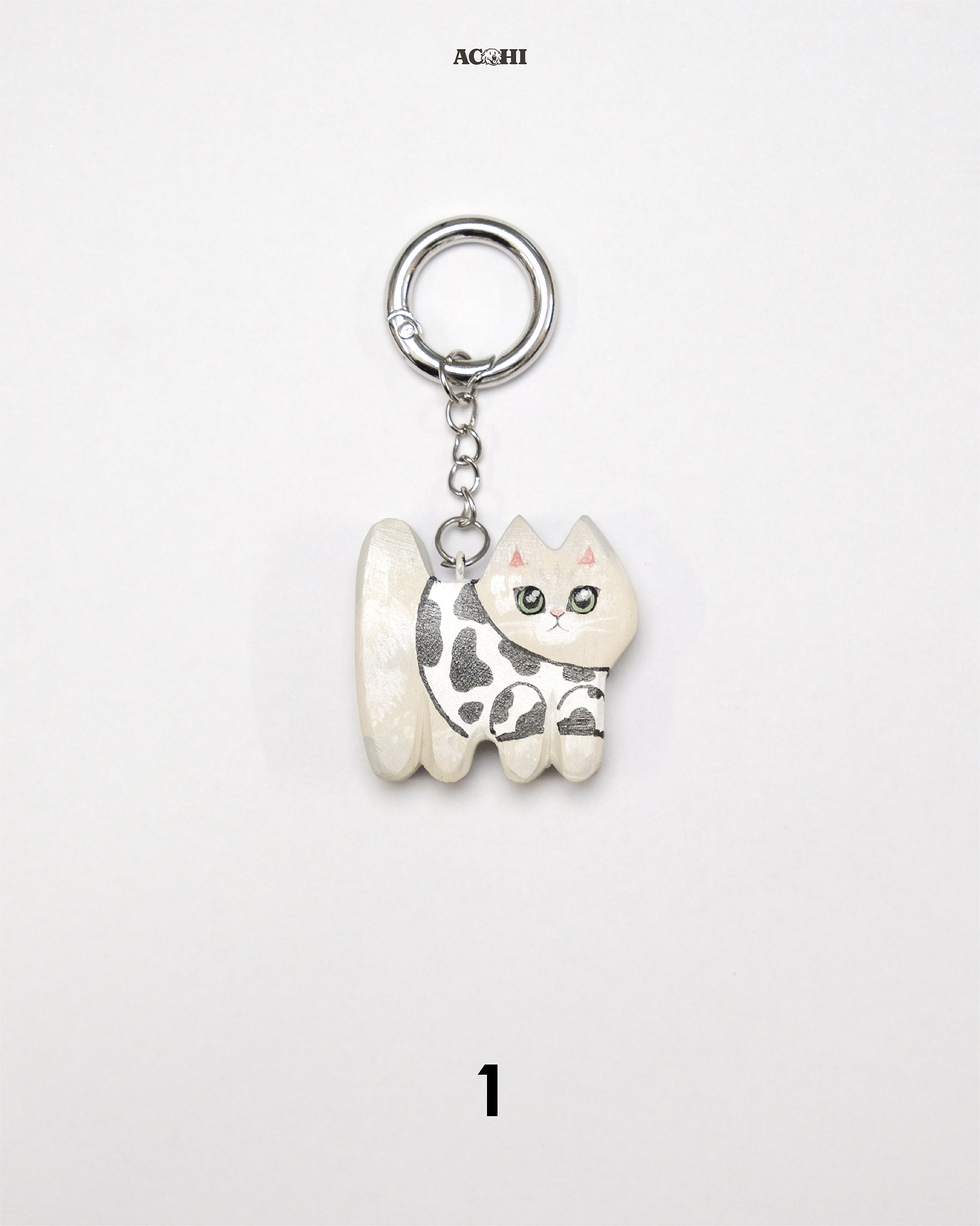 Wooden Cool Cat Keychain