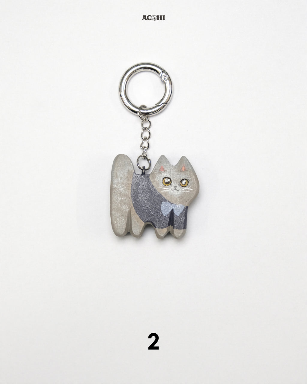 Wooden Cool Cat Keychain