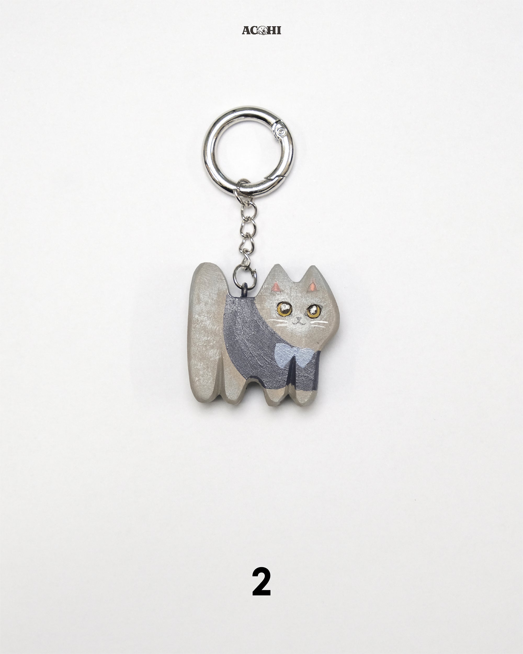 Wooden Cool Cat Keychain