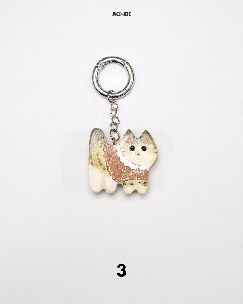 Wooden Cool Cat Keychain