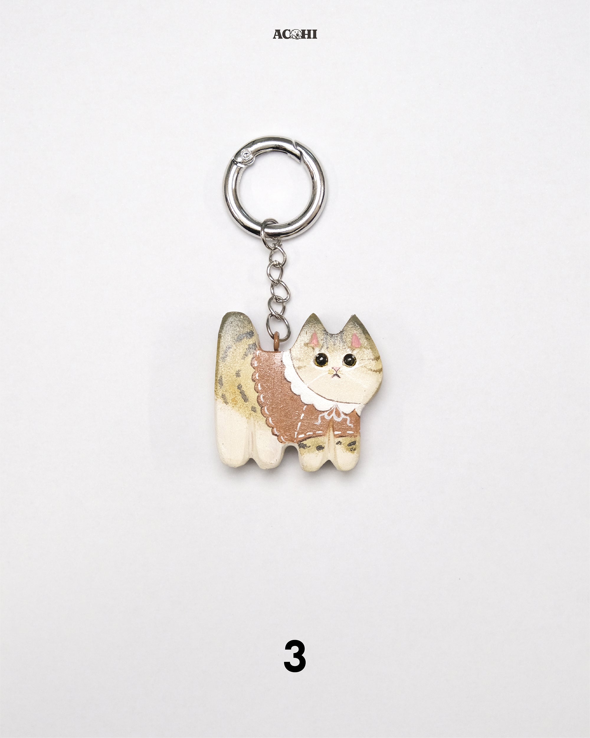 Wooden Cool Cat Keychain