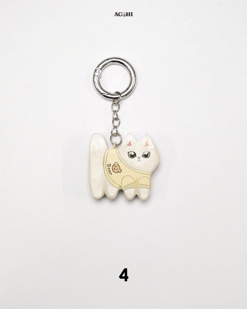 Wooden Cool Cat Keychain