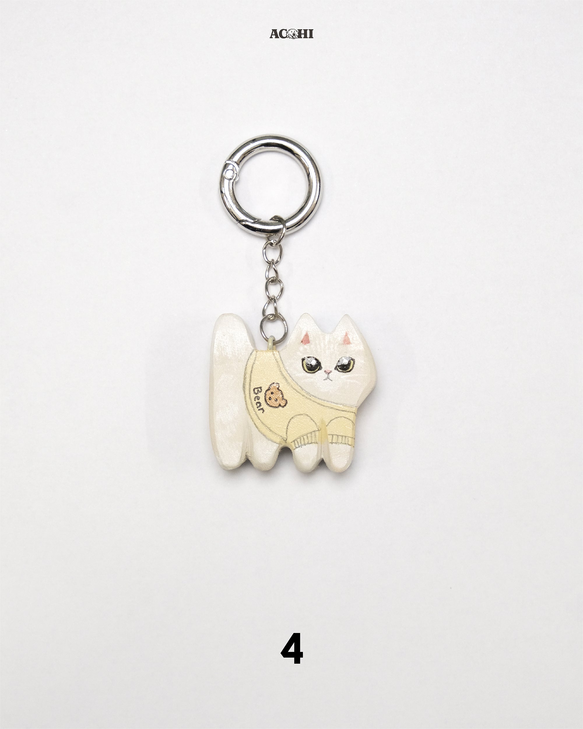 Wooden Cool Cat Keychain