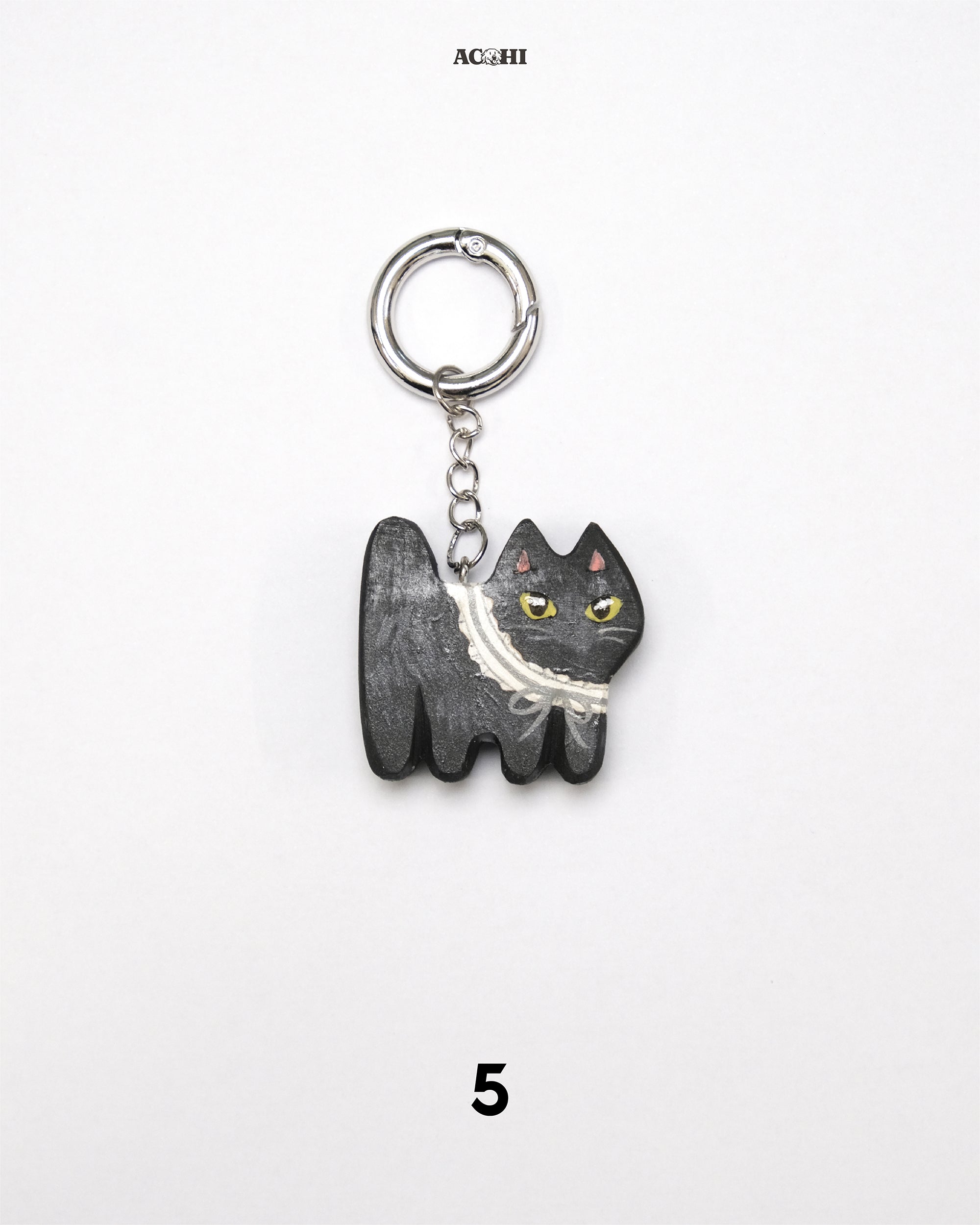 Wooden Cool Cat Keychain
