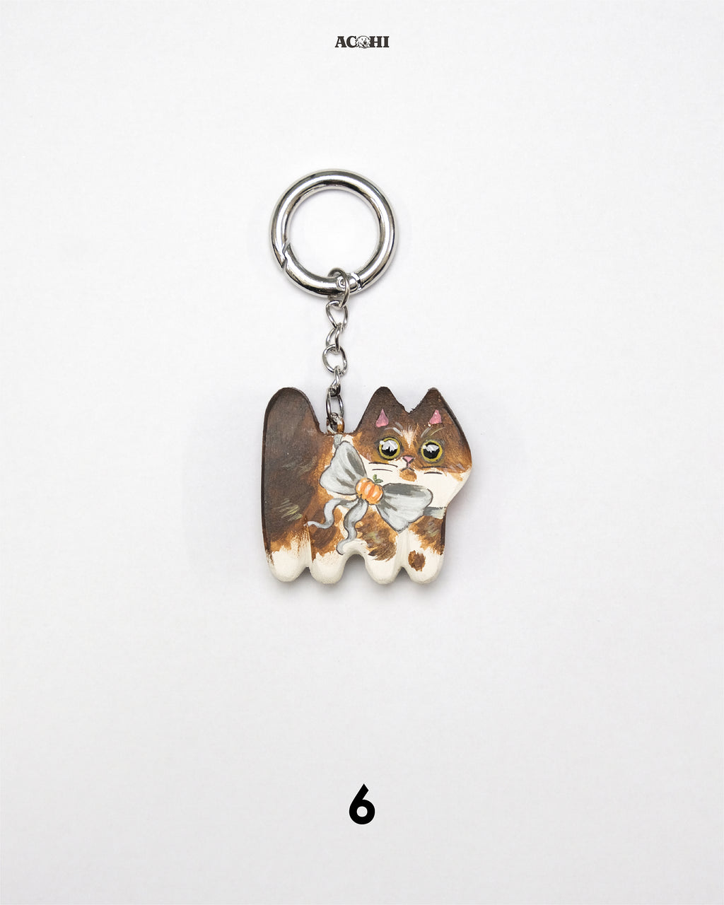Wooden Cool Cat Keychain