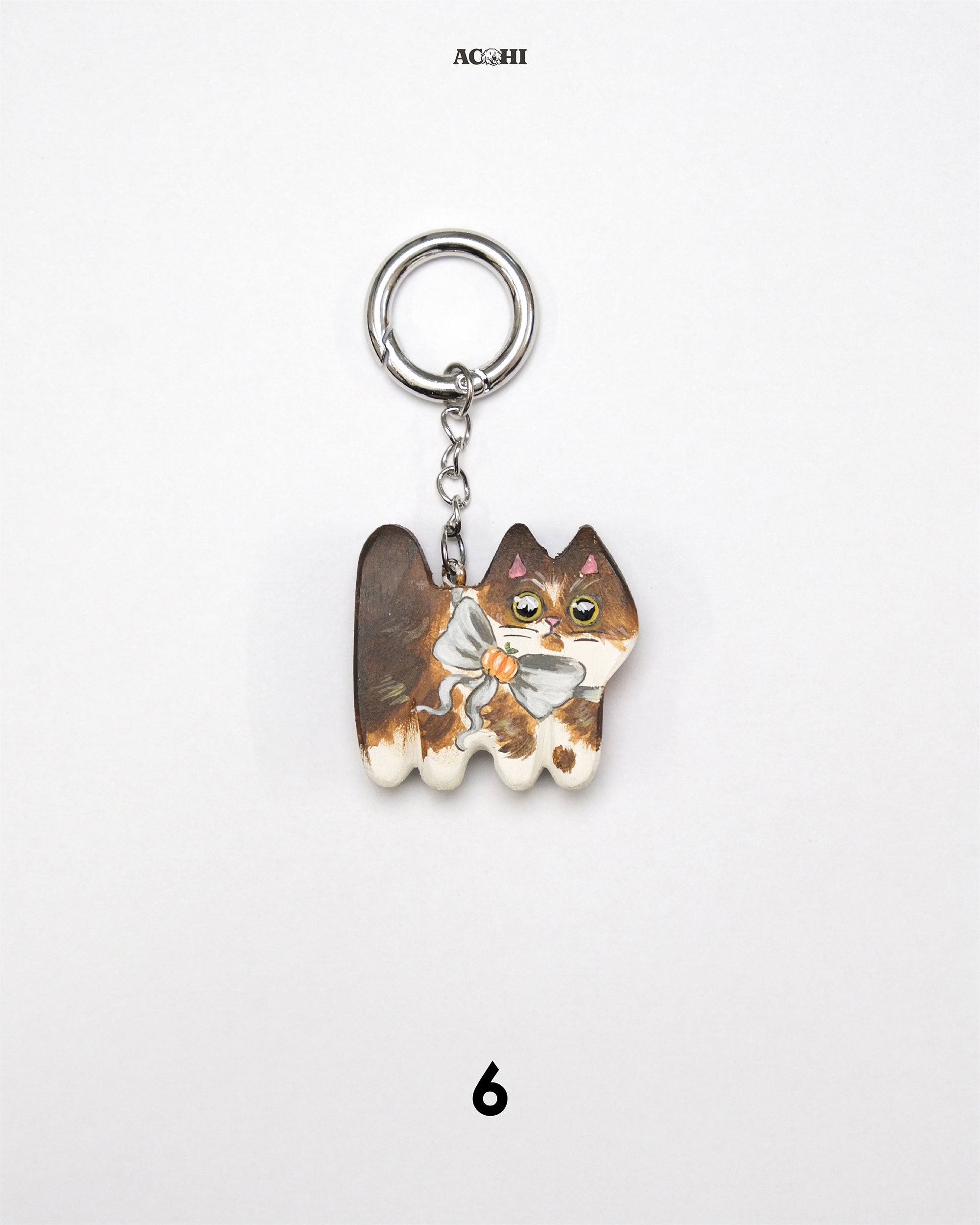 Wooden Cool Cat Keychain