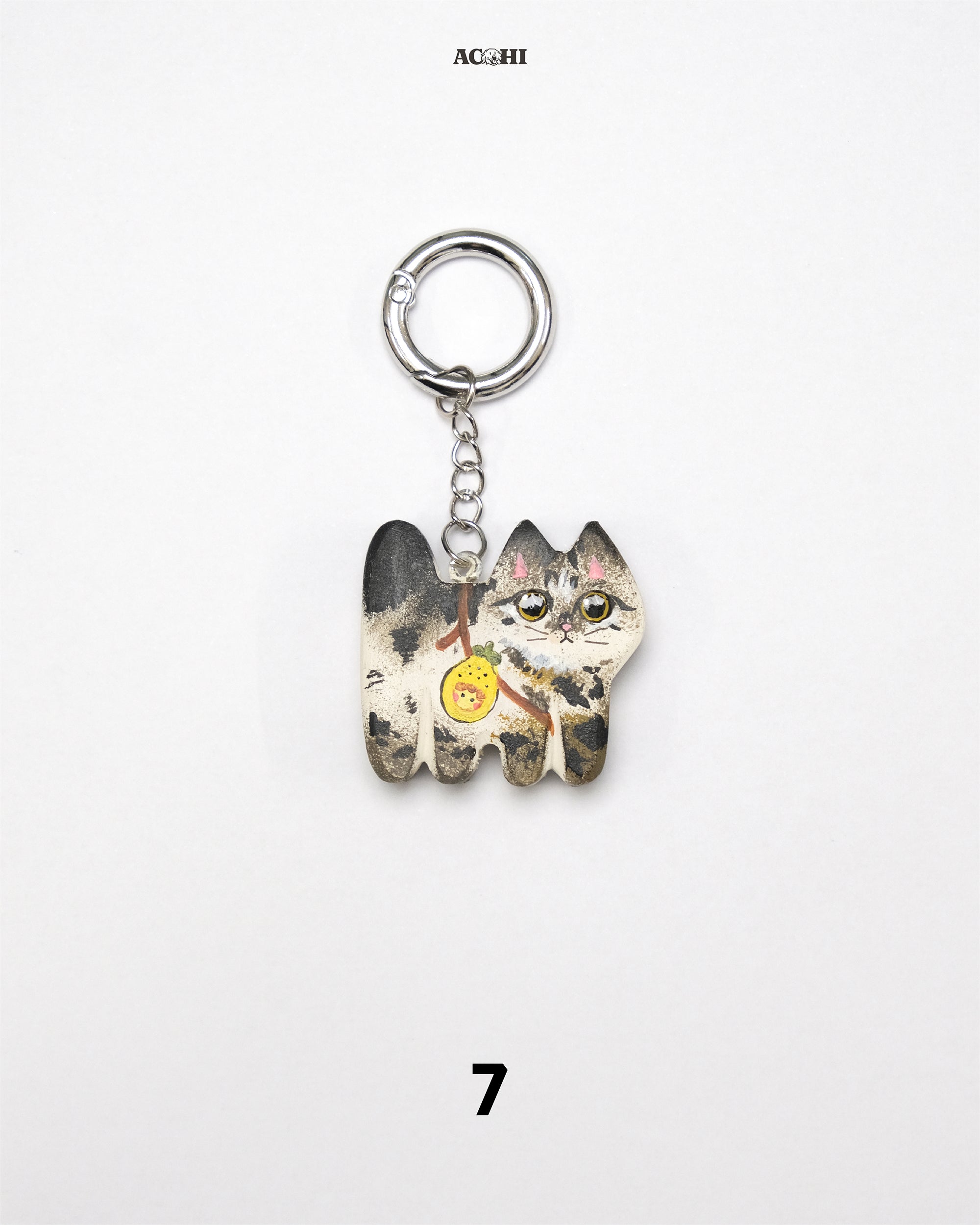 Wooden Cool Cat Keychain