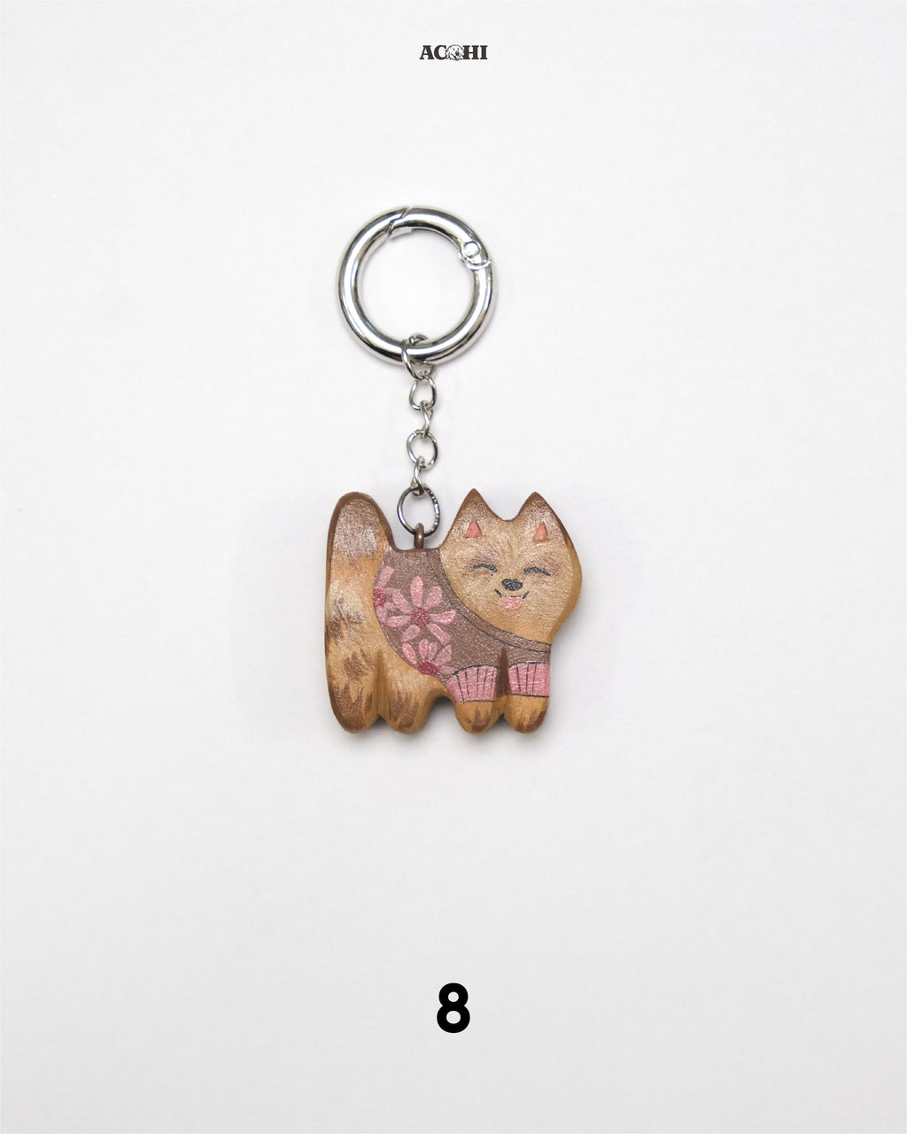 Wooden Cool Cat Keychain