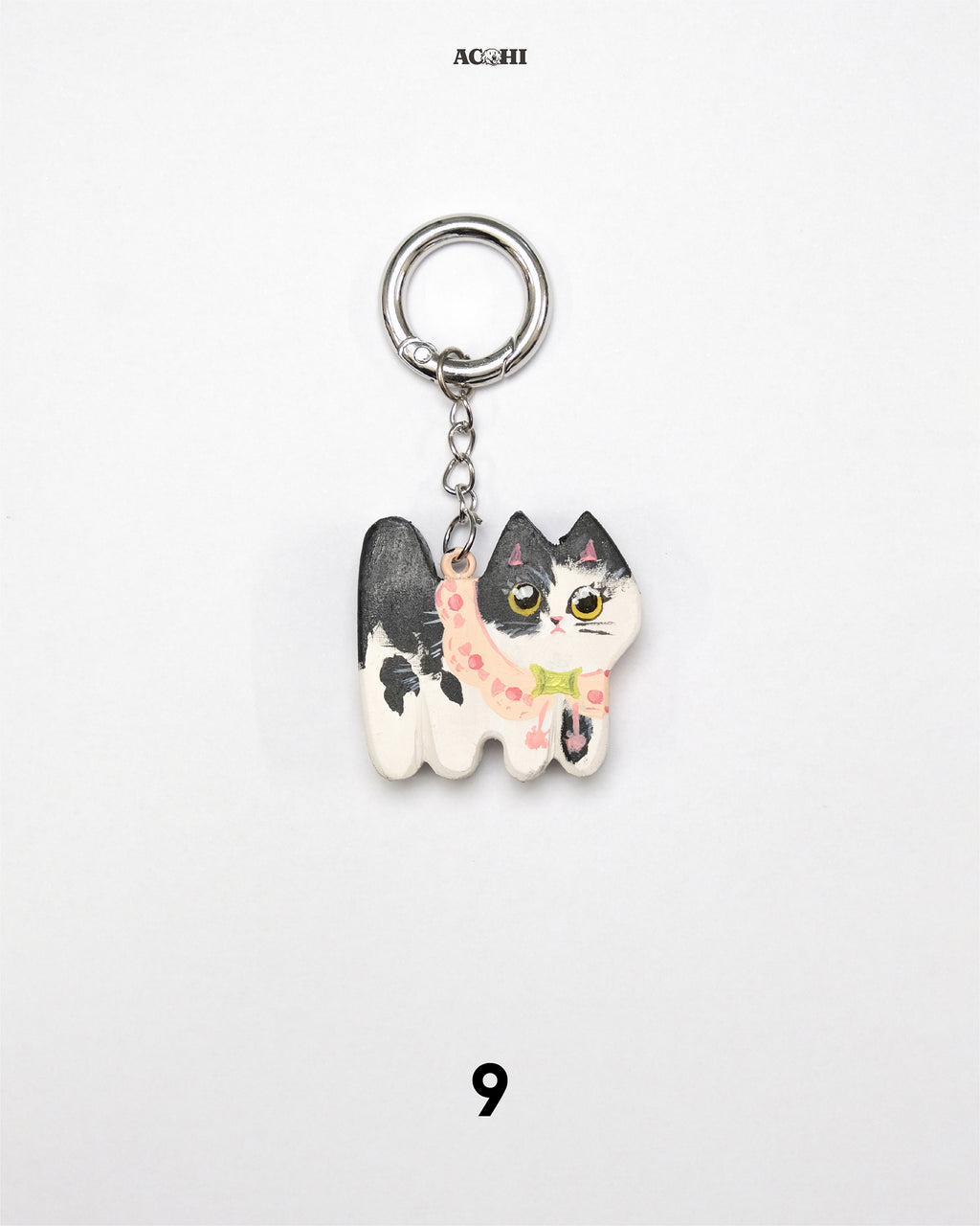 Wooden Cool Cat Keychain