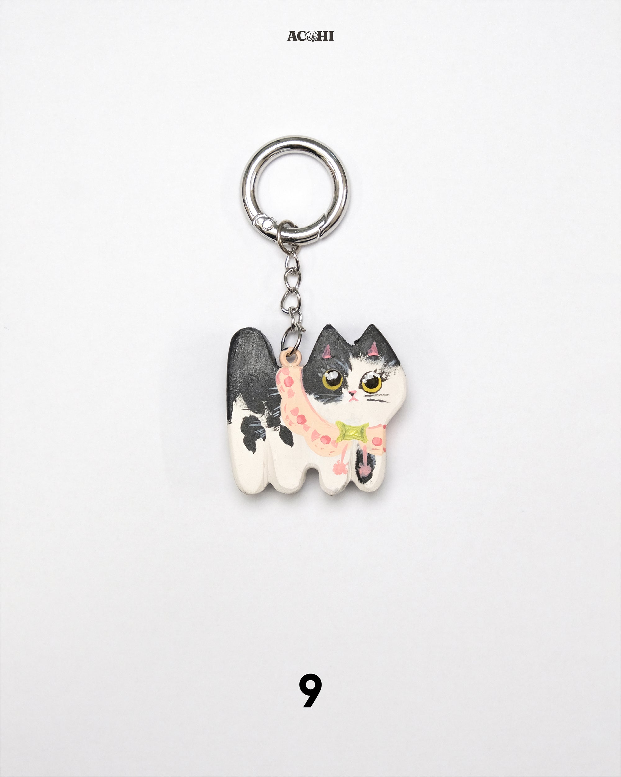 Wooden Cool Cat Keychain