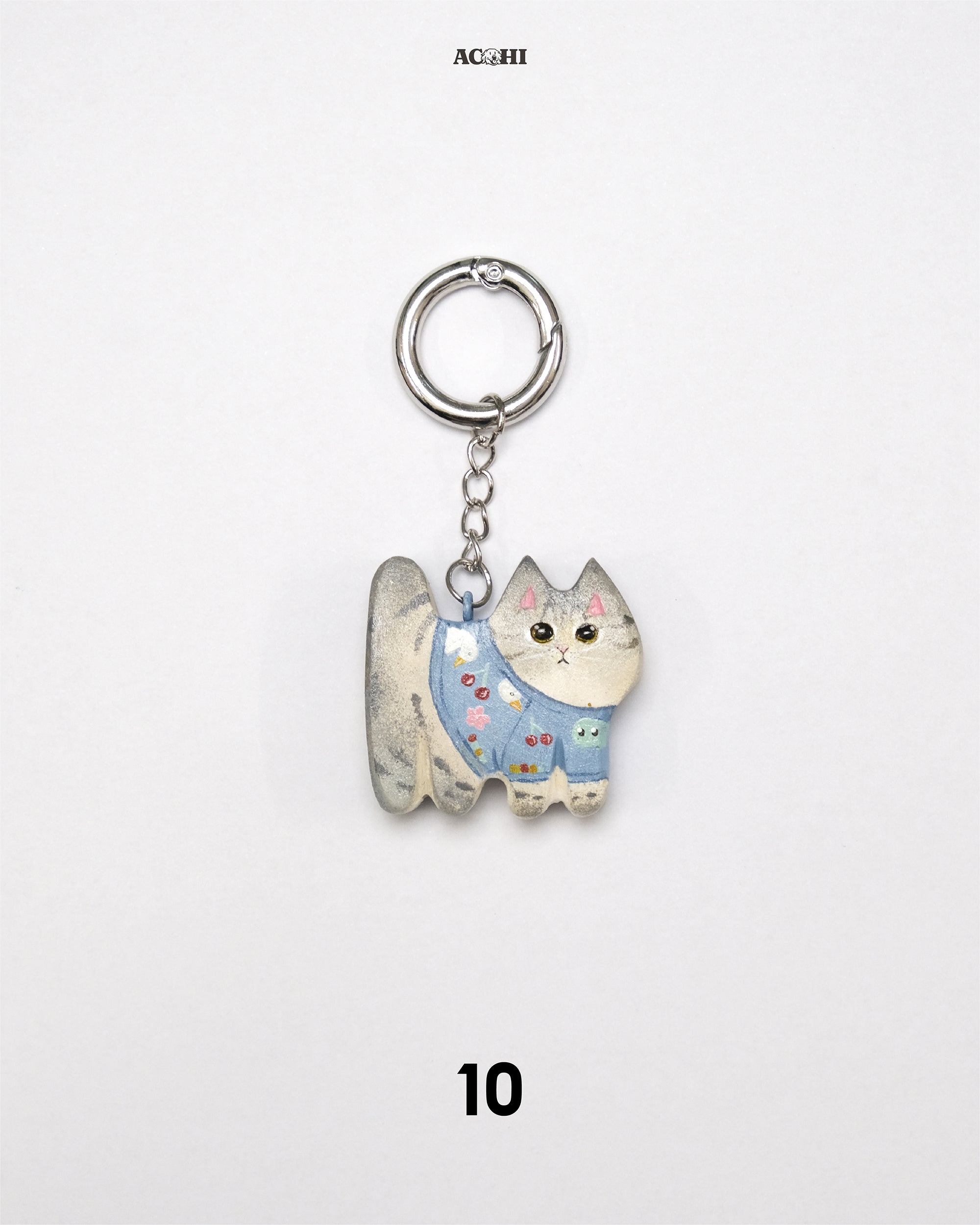Wooden Cool Cat Keychain