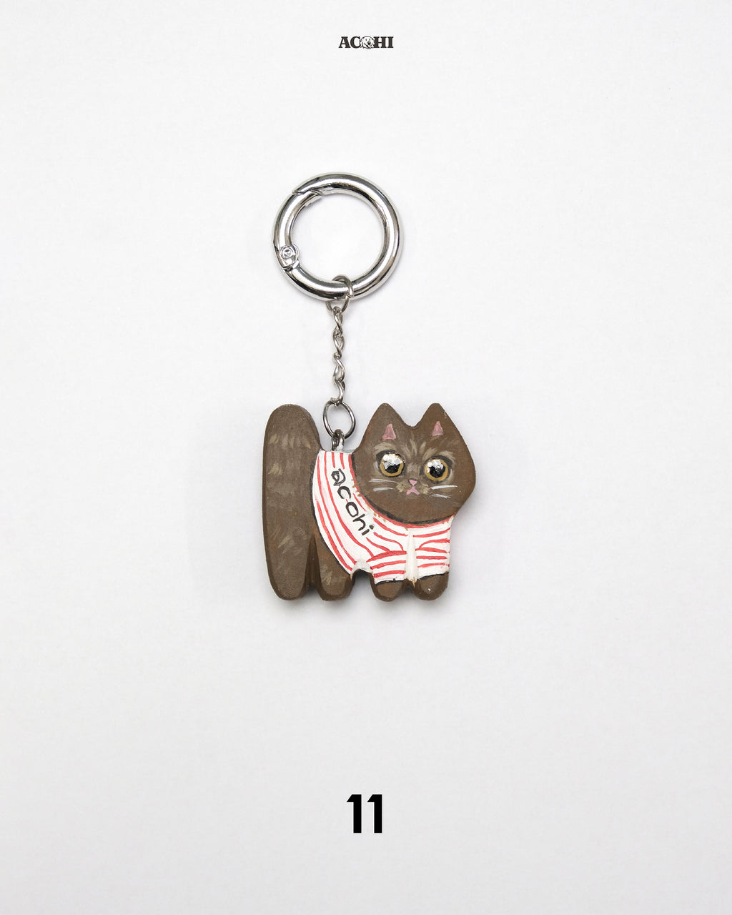 Wooden Cool Cat Keychain