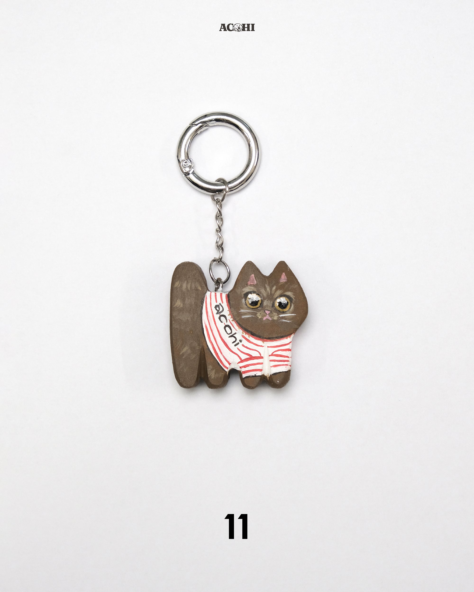 Wooden Cool Cat Keychain